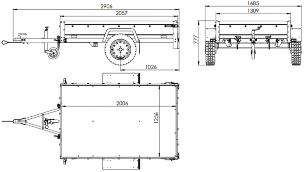 Remorque 750 kg 200 x 125 avec bâche dôme et arceau Garden Trailer 201 KIPP – Image 7