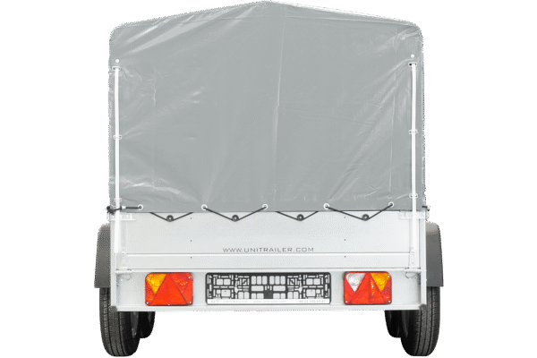 remorque double essieux unitrailer 264/2 kipp avec roue jockey, arceau et bâche grise – Image 6