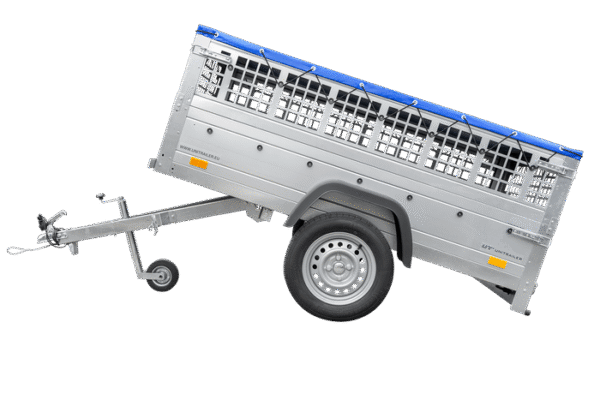 Remorque grillagée 200×106 avec bâche plate bleue, ridelles grillagées et roue jockey – Garden Trailer 200 KIPP – Image 5
