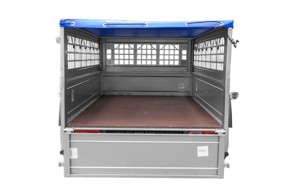 Remorque grillagée 200×106 avec bâche plate bleue, ridelles grillagées et roue jockey – Garden Trailer 200 KIPP – Image 7