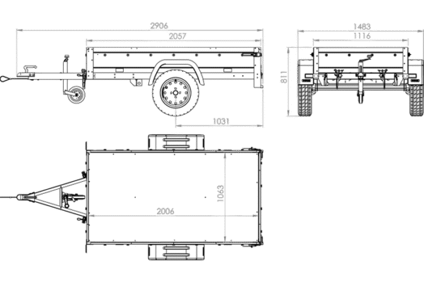 Remorque neuve 200×106 avec bâche plate, rehausses de ridelles et roue jockey – Garden Trailer 200 KIPP – Image 5