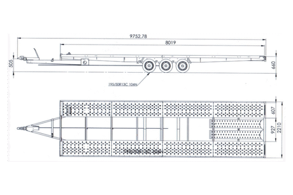 Remorque porte voiture à trois essieux 800X230 UNIPLAT 800/3 S 3500 KG – Image 2