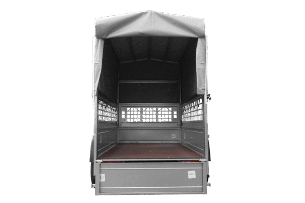 Remorque tôle Garden Trailer 200 KIPP 200×106 cm [avec rehausses grillagées, bâche haute et arceau – Image 2