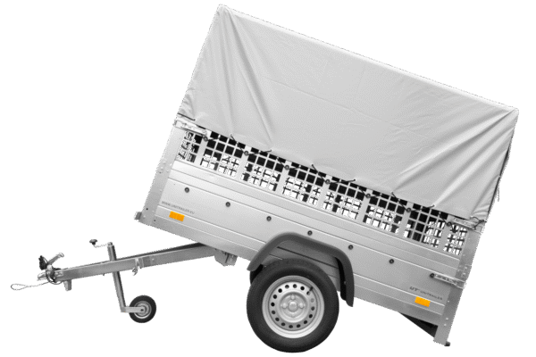 Remorque tôle Garden Trailer 200 KIPP 200×106 cm [avec rehausses grillagées, bâche haute et arceau – Image 3