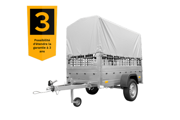 Remorque tôle Garden Trailer 200 KIPP 200×106 cm [avec rehausses grillagées, bâche haute et arceau – Image 5