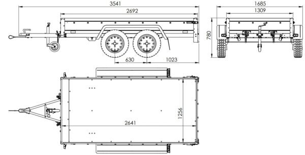 Remorque voiture 2 essieux UNITRAILER GARDEN TRAILER 264/2 KIPP – Image 2