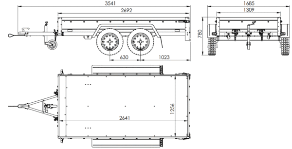 unitrailer 264/2 kipp avec roue jockey, tiges de support et bâche plate bleue – Image 12