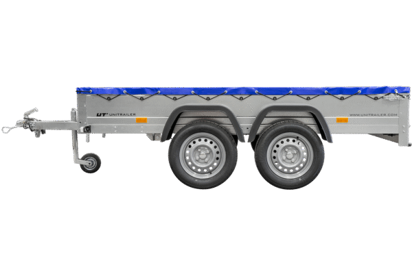 unitrailer 264/2 kipp avec roue jockey, tiges de support et bâche plate bleue – Image 11