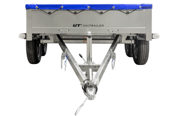unitrailer 264/2 kipp avec roue jockey, tiges de support et bâche plate bleue – Image 10