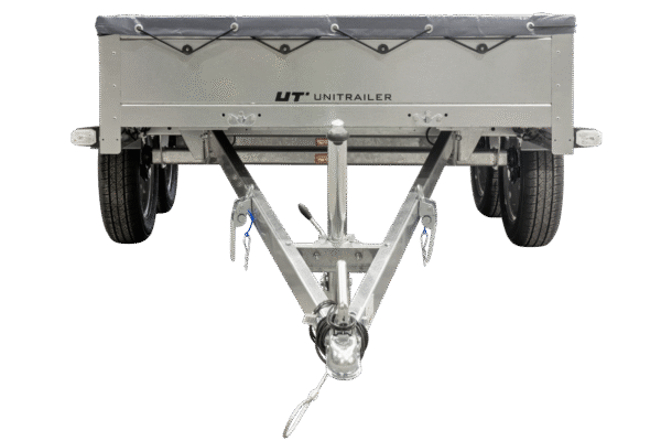 remorque unitrailer 264/2 kipp avec roue jockey, tige de support de bâche et bâche plate grise – Image 3