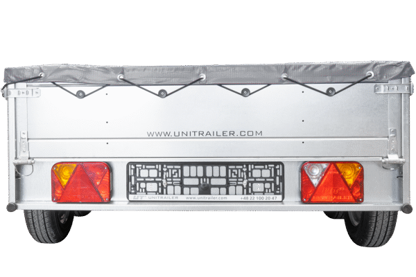remorque unitrailer 264/2 kipp avec roue jockey, tige de support de bâche et bâche plate grise – Image 4